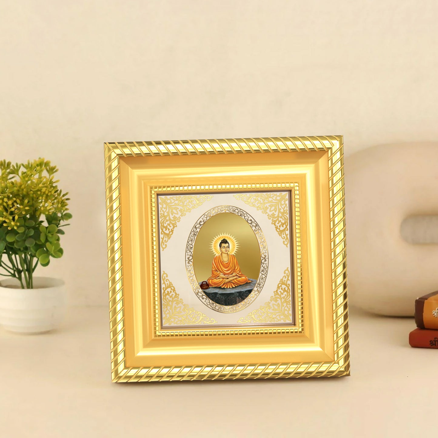 Lord Buddha | Divine Enlightened One Royal Tabletop Photo Frame in 24K Gold Plated Foil