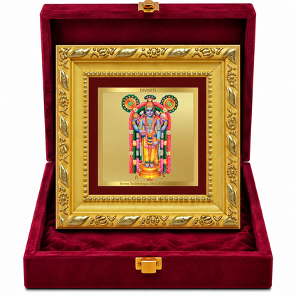 24K Gold-Plated Lord Guruvayurappan Frame | Premium Gift Box | 10x10 CM
