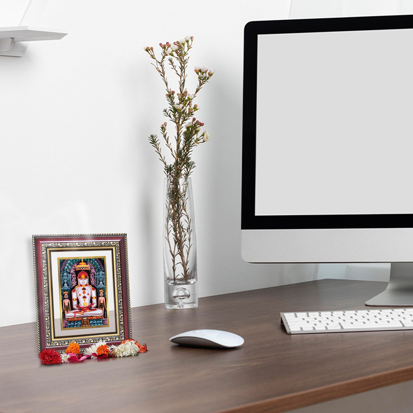 Diviniti 24K Gold Plated Adinath Divine Wall and Table Top Frame for Home Mandir & Office Decor | Premium Jain Spiritual Gift