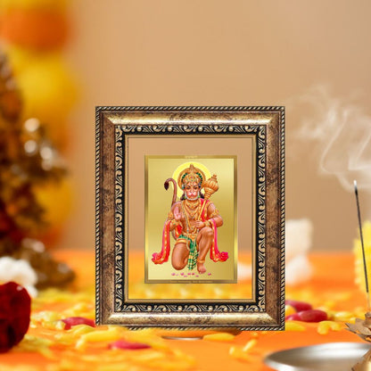 Diviniti 24K Gold Plated Hanuman With Blessings Divine Table Top Frame for Home Mandir & Office Decor | Luxury Spiritual Gift