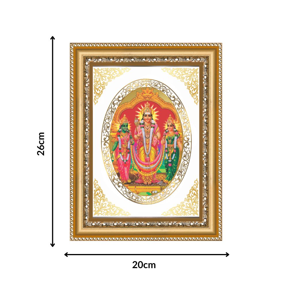 Lord Murugan Velli | Divine Silver Form Wall & Tabletop Royal Photo Frame in 24K Gold Plated Foil