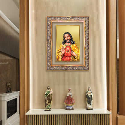Diviniti 24K Gold Plated Jesus Christ (Classic) Divine Wall Frame for Home Mandir & Office Decor | Luxury Spiritual Gift