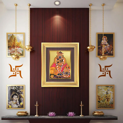 Diviniti 24K Gold Plated Banke Bihari Ji (Classic) Divine Wall Frame for Home Mandir & Office Decor | Luxury Spiritual Gift