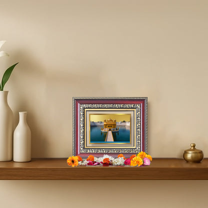 Diviniti 24K Gold Plated Golden Temple (Classic) Divine Table Top Frame for Home Mandir & Office Decor | Luxury Spiritual Gift