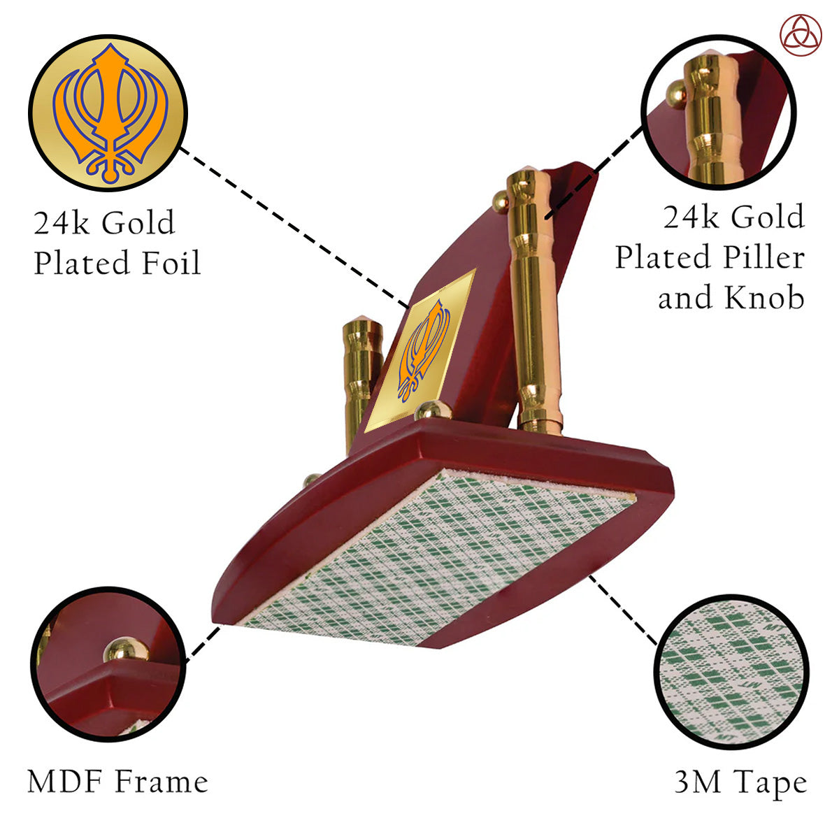 Khanda Sahib | The Emblem of Sikh Courage and Unity in 24K Gold Plated Foil Frame For Sikh Tradition