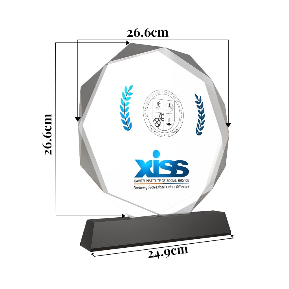 Crystal Edge Octagon Personalized Trophy Stylish MDF & Acrylic Award for Recognition