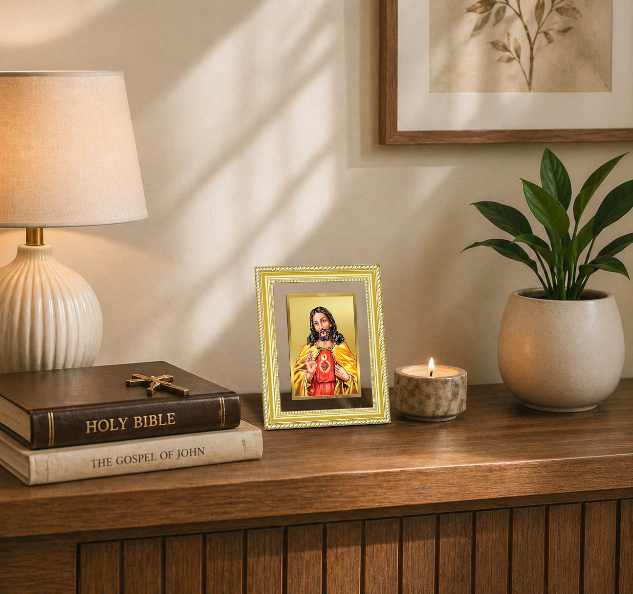Diviniti 24K Gold Plated Jesus Christ (Classic) Divine Wall Frame for Home Mandir & Office Decor | Luxury Spiritual Gift