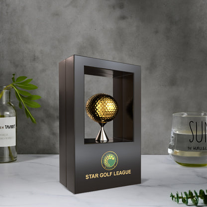 Diviniti 24K Gold Plated Golf Ball Trophy | Premium Golf Award | Elegant Champion Trophy for Tournaments & Events