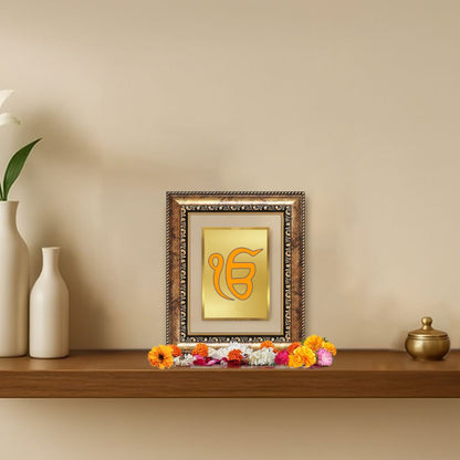 Diviniti 24K Gold Plated Ik Omkar Divine Table Top Frame for Home Mandir & Office Decor | Luxury Spiritual Gift