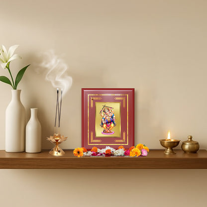 Diviniti 24K Gold Plated Dancing Ganesha Wall & Tabletop Photo Frame | Joy, Success & Divine Blessings