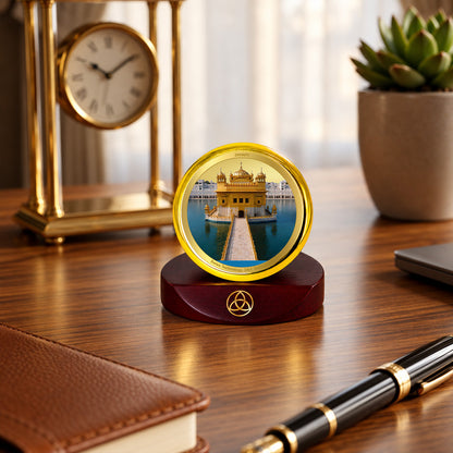 24K Gold-Plated Golden Temple Car Dashboard Frame | 5x5 CM