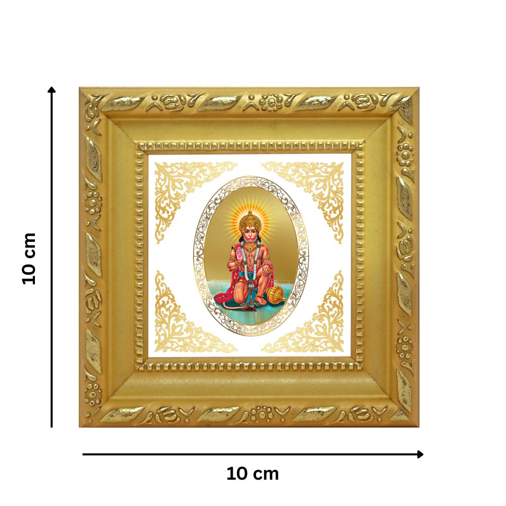 Hanuman with Blessings | Divine Sankat Mochan Royal Tabletop Photo Frame in 24K Gold Plated Foil