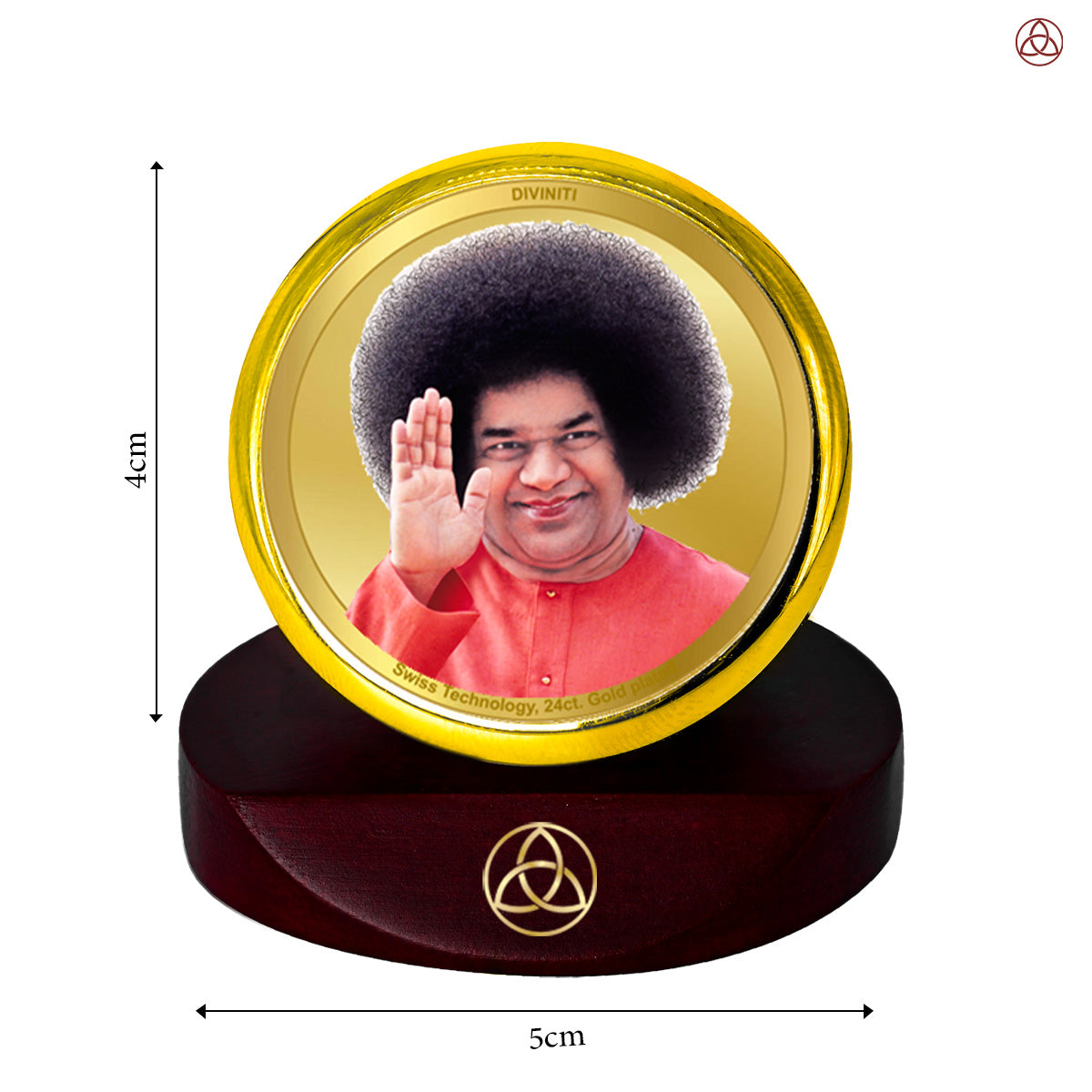 Satya Sai Baba | Divine Sai Baba Car Dashboard & Tabletop Photo Frame in 24K Gold Plated Foil
