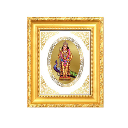Lord Murugan (Kartikeya) Divine Warrior & Wisdom Sacred Royal Tabletop Frame in 24K Gold Plated Foil