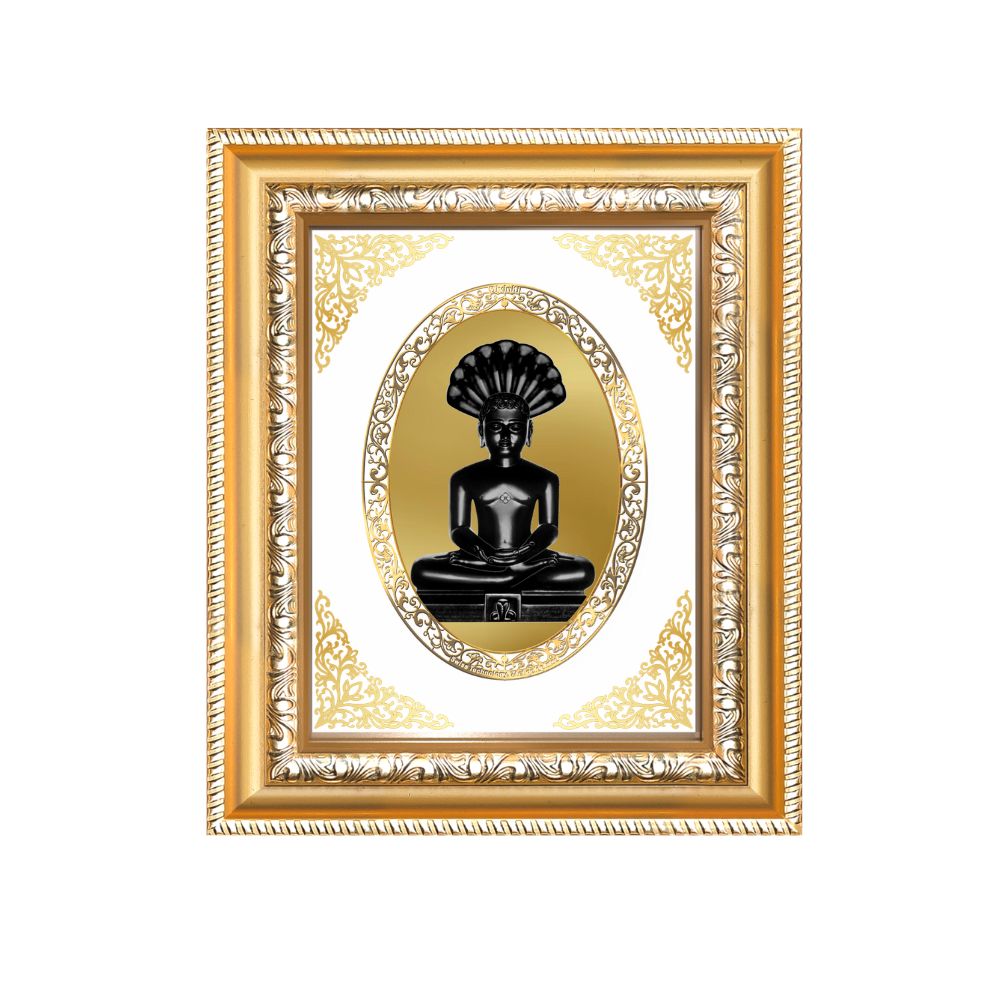 Lord Parshvanath Divine Jain Tirthankara Sacred Protection & Liberation Royal Tabletop Frame in 24K Gold Plated Foil