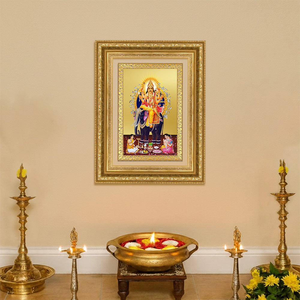 Diviniti 24K Gold Plated Vishvakarma (Classic) Divine Wall Frame for Home Mandir & Office Decor | Luxury Spiritual Gift