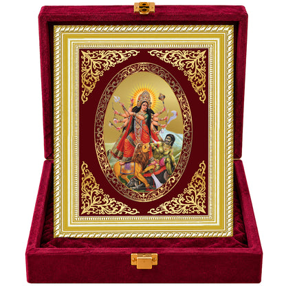 24K Gold-Plated Durga Mahishasura Mardini Frame | Premium Gift Box | 26x20 CM