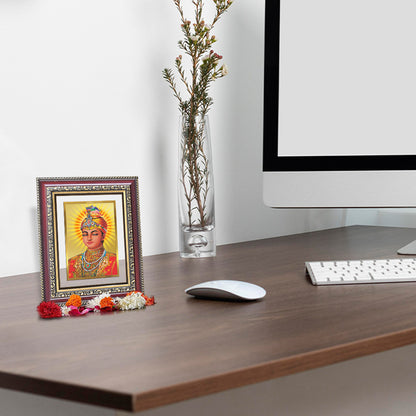 Diviniti 24K Gold Plated Guru Harkrishan Sahib Ji (Classic) Sacred Sikh Wall and Table Top Frame for Home Decor & Office Ambiance | Premium Spiritual Gift