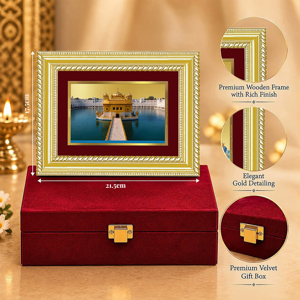 24K Gold-Plated Golden Temple Frame | Premium Gift Box | 21.5x17.5 CM