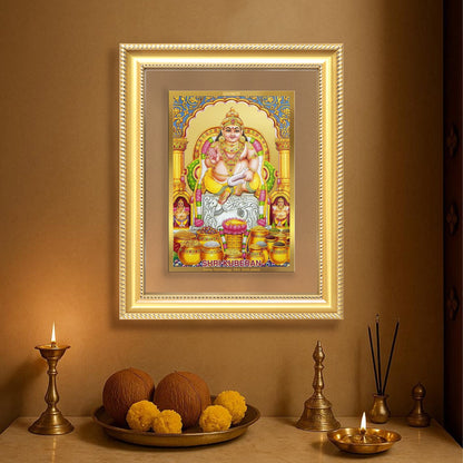 Diviniti 24K Gold Plated Kuber (Classic) Divine Wall Frame for Home Mandir & Office Decor | Luxury Spiritual Gift