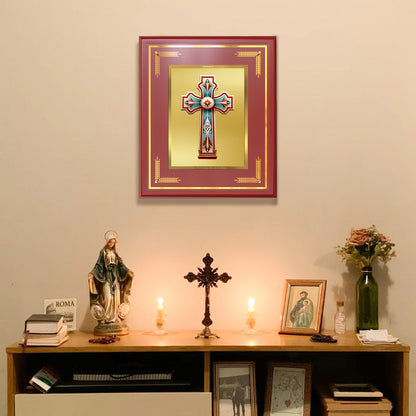 Diviniti Holy Cross Wall Photo Frame in 24K Gold Plated Foil | Faith, Hope & Divine Protection