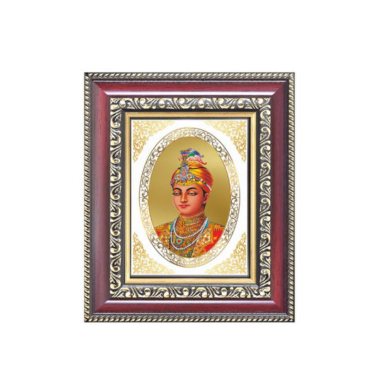Guru Harkrishan Sahib Ji Divine Sikh Guru Sacred Healing & Compassion Royal Tabletop Frame in 24K Gold Plated Foil