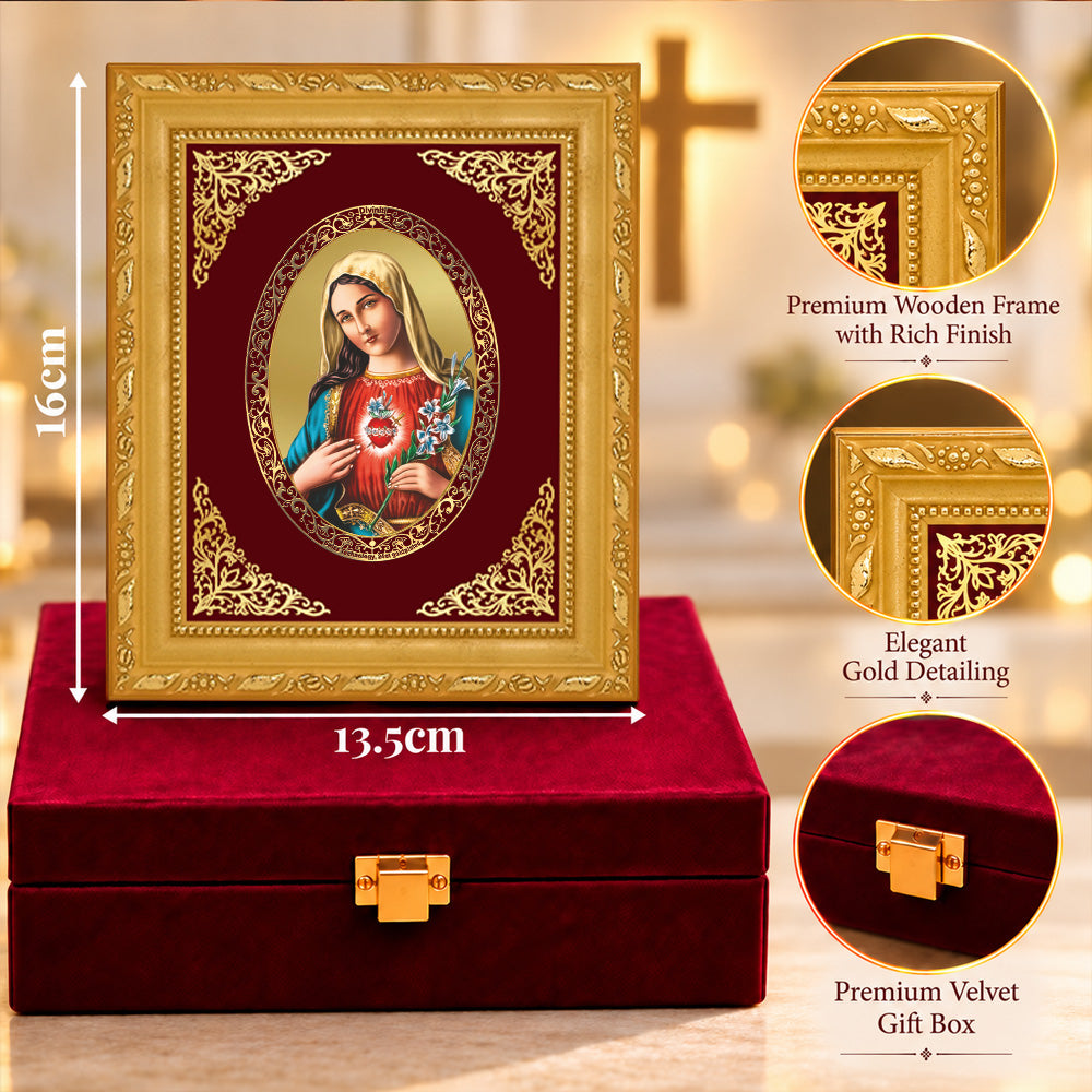 24K Gold-Plated Mother Mary BG Frame | Premium Gift Box | 16 X 13.5 CM