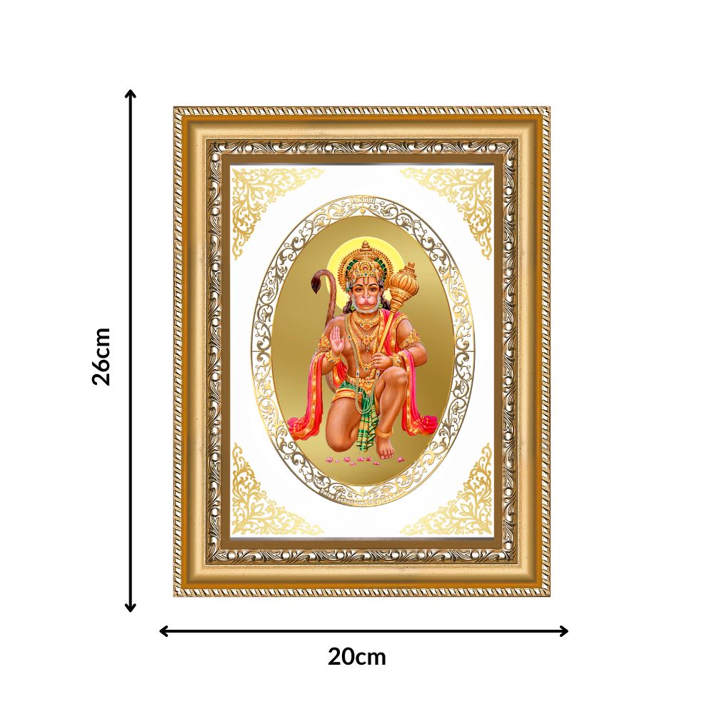 Lord Hanuman Blessing Form | Divine Wall & Tabletop Royal Photo Frame in 24K Gold Plated Foil