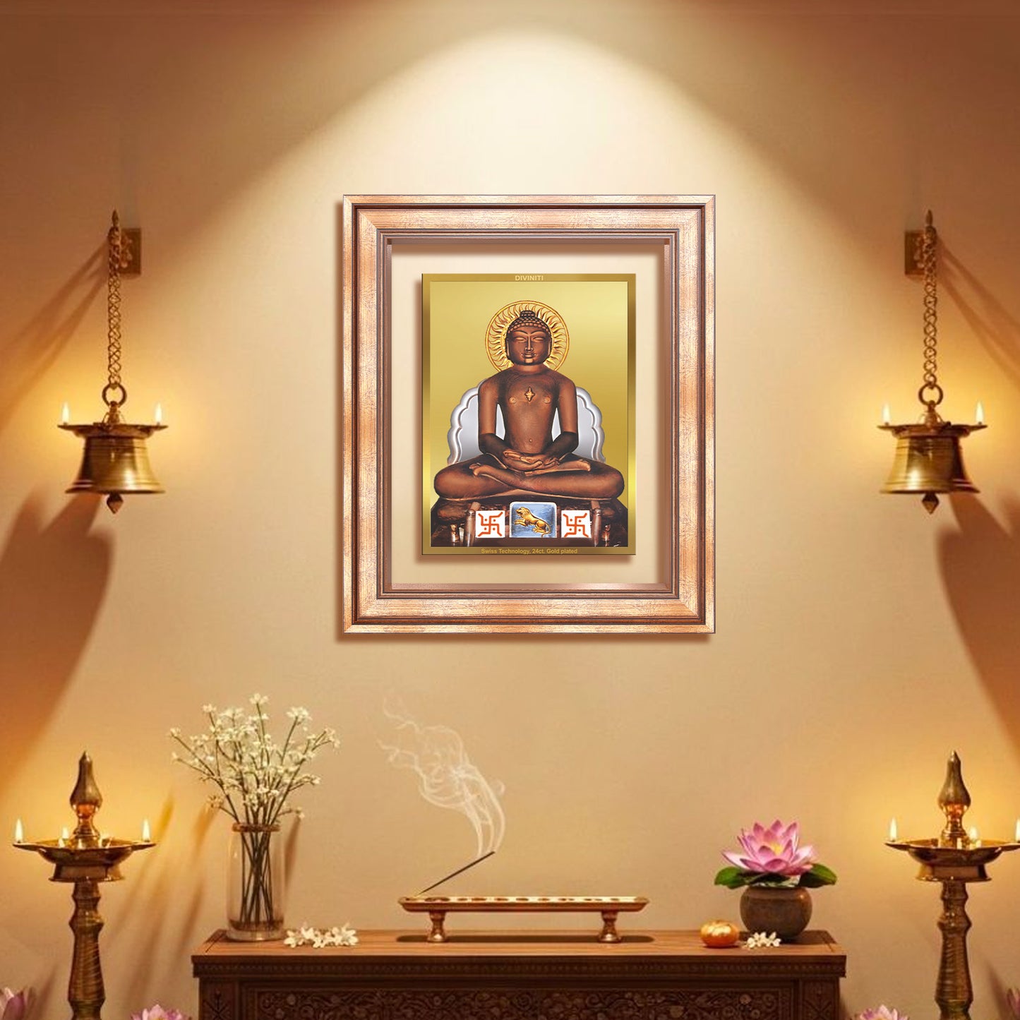 Diviniti 24K Gold Plated Mahavir (Classic) Divine Wall Frame for Home Mandir & Office Decor | Luxury Spiritual Gift