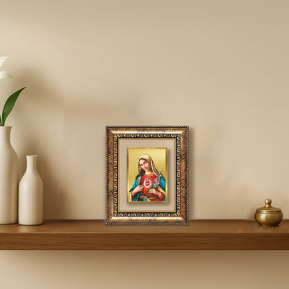 Diviniti 24K Gold Plated Mother Mary Divine Table Top Frame for Home Mandir & Office Decor | Luxury Spiritual Gift