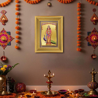 Diviniti 24K Gold Plated Murugan (Classic) Divine Wall Frame for Home Mandir & Office Decor | Luxury Spiritual Gift