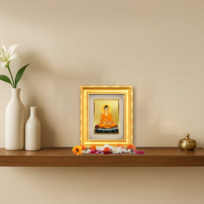 Diviniti 24K Gold Plated Buddha |Divine Table Top Frame for Home Mandir & Office Decor | Luxury Spiritual Gift