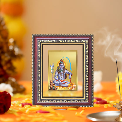 Diviniti 24K Gold Plated Shiva (Classic) Divine Table Top Frame for Home Mandir & Office Decor | Luxury Spiritual Gift