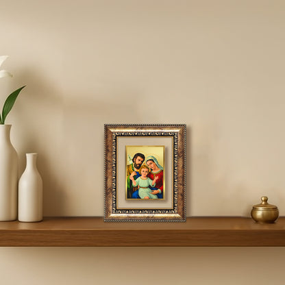 Diviniti 24K Gold Plated Holy Family Divine Table Top Frame for Home Mandir & Office Decor | Luxury Spiritual Gift