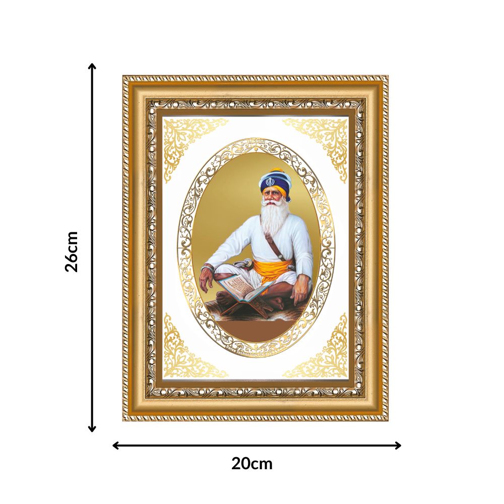 Baba Deep Singh Ji | Sikh Warrior Saint Wall & Tabletop Royal Photo Frame in 24K Gold Plated Foil