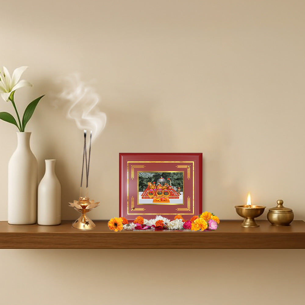 Diviniti 24K Gold Plated Mata Ka Darbar Wall & Tabletop Photo Frame | Divine Blessings, Strength & Spiritual Harmony