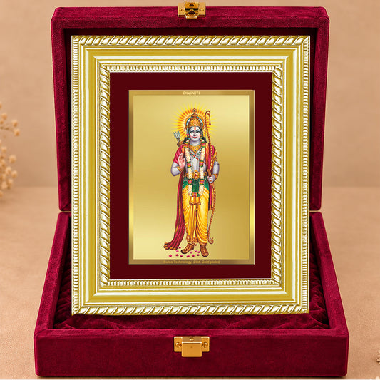 24K Gold-Plated Lord Ram Ji Frame | Premium Gift Box | 21.5x17.5 CM
