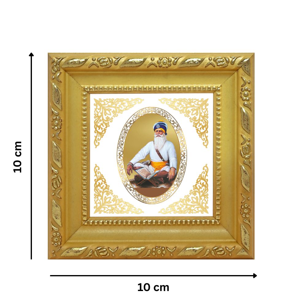 Baba Deep Singh Ji | Divine Sikh Warrior Saint Royal Tabletop Photo Frame in 24K Gold Plated Foil