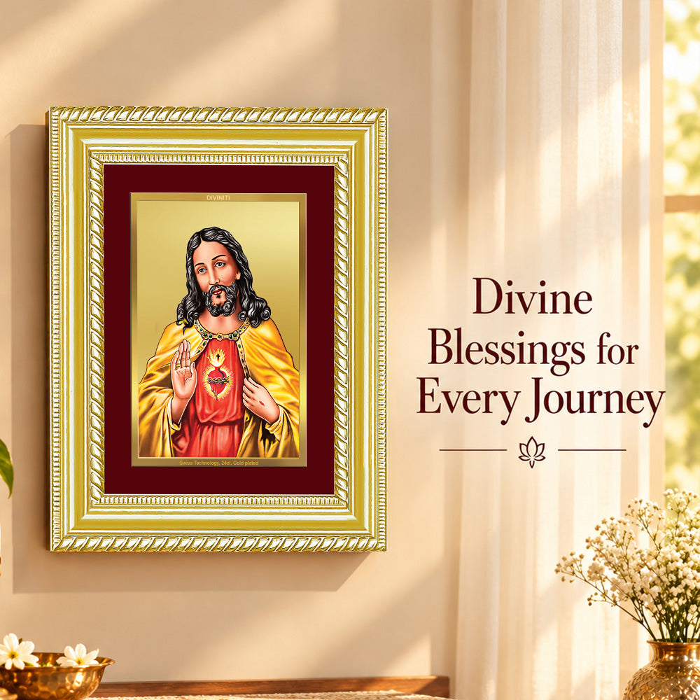 24K Gold-Plated Jesus Christ Frame | Premium Gift Box | 17.5x21.5 CM