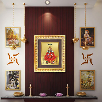 Diviniti 24K Gold Plated Khatu Shyam (Classic) Divine Wall Frame for Home Mandir & Office Decor | Luxury Spiritual Gift