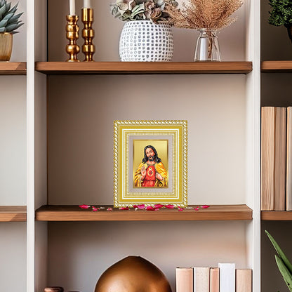 Diviniti 24K Gold Plated Jesus Christ Divine Table Top Frame for Home Mandir & Office Decor | Luxury Spiritual Gift