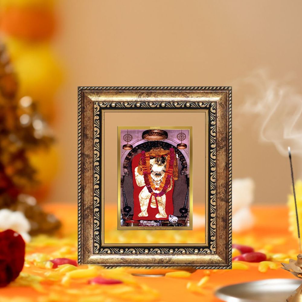 Diviniti 24K Gold Plated Mehndipur Balaji Divine Table Top Frame for Home Mandir & Office Decor | Luxury Spiritual Gift