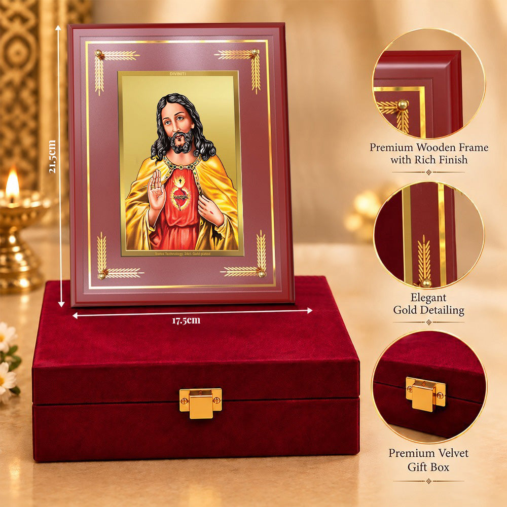 24K Gold-Plated Jesus Christ MDF Frame | Premium Gift Box | 17.5x21.5 CM