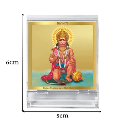 Hanuman | Divine Lord Hanuman Car Dashboard & Tabletop Photo Frame in 24K Gold Plated Foil