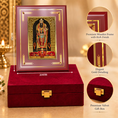 24K Gold-Plated Ram Lalla MDF Frame | Premium Gift Box | 26x20 CM