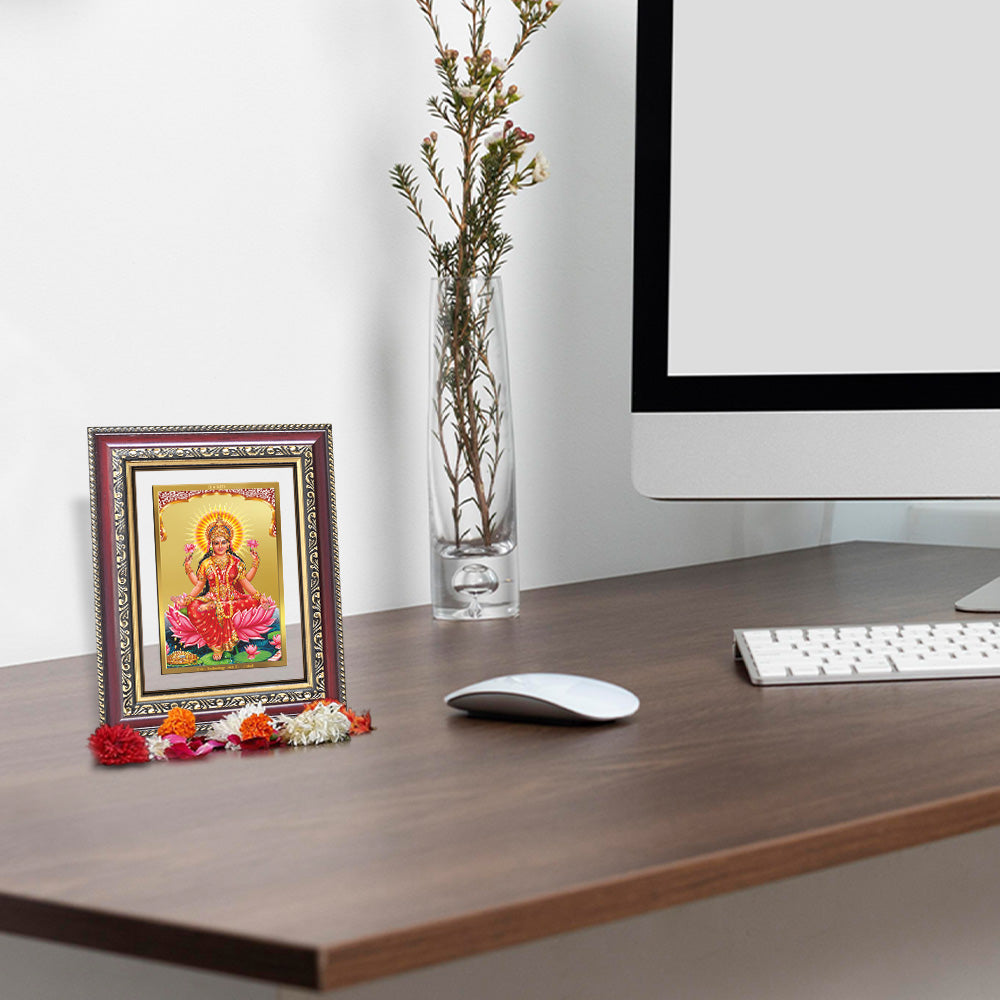 Diviniti 24K Gold Plated Lakshmi (Classic) Divine Wall and Table Top Frame for Home Mandir & Office Decor | Luxury Spiritual Gift