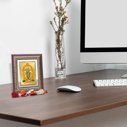 Diviniti 24K Gold Plated Meenakshi Amman (Classic) Divine Wall and Table Top Frame for Home Mandir & Office Decor | Luxury Spiritual Gift