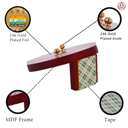 Namokar Mantra Car Dashboard & Tabletop Photo Frame showcasing 24K gold plated foil and intricate MDF design.