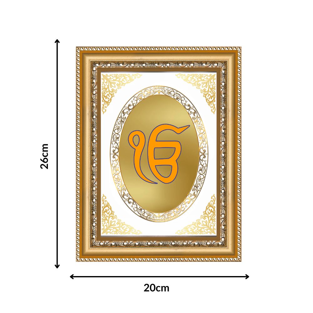 Ik Onkar | Sacred Sikh Symbol Wall & Tabletop Royal Photo Frame in 24K Gold Plated Foil