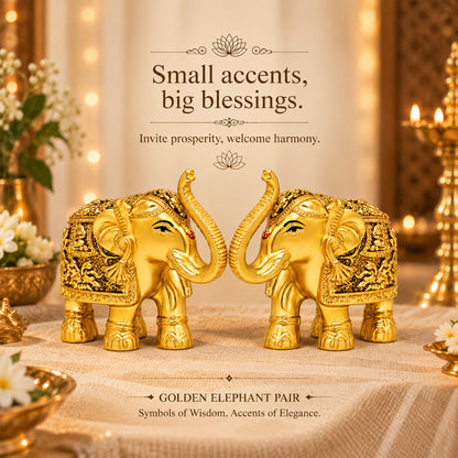 999 Gold-Plated Elephant Pair | Premium Gift Box | 8x9 CM